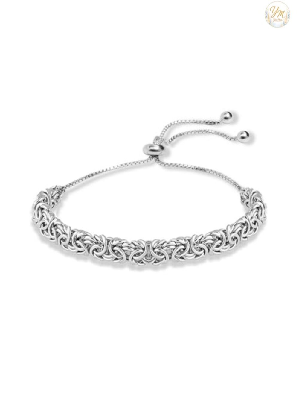 Handmade Sterling Silver Byzantine Bolo Bracelet Adjustable